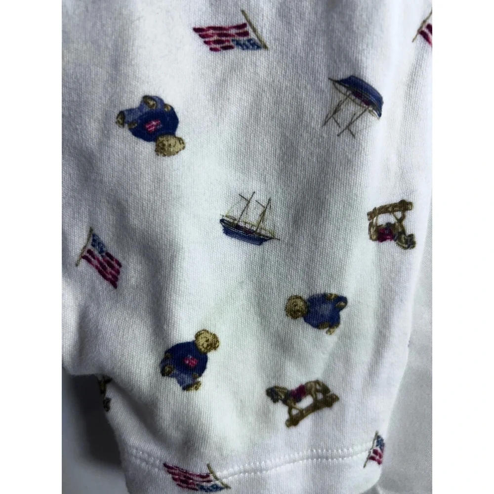 Ralph Lauren Polo Bear Romper 3M White Americana Print Baby Boy